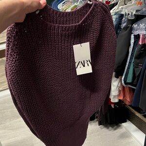 Zara Women's Deep Purple Knit Sweater
